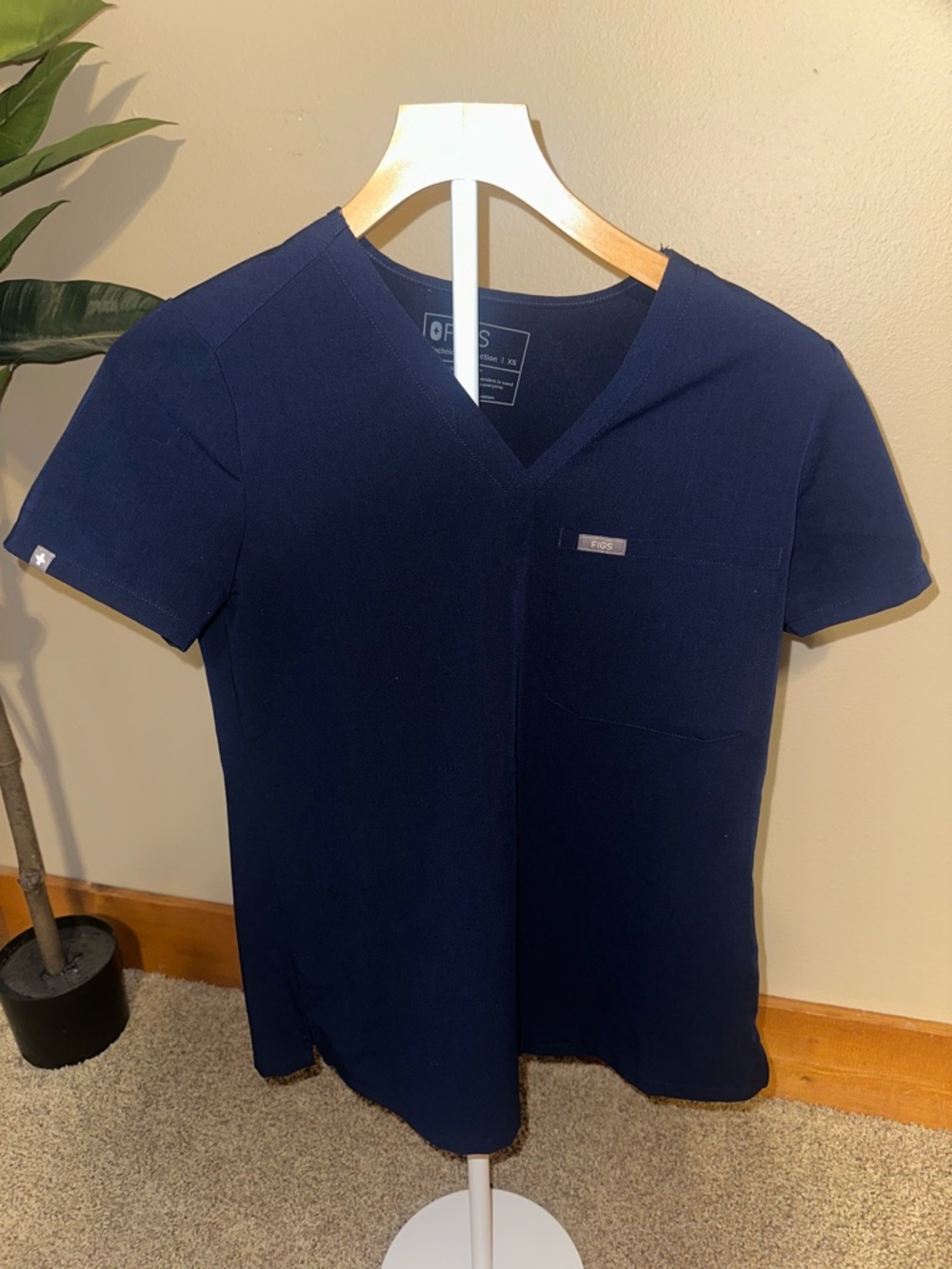 Figs Navy Short-Sleeve V-Neck Scrub Top